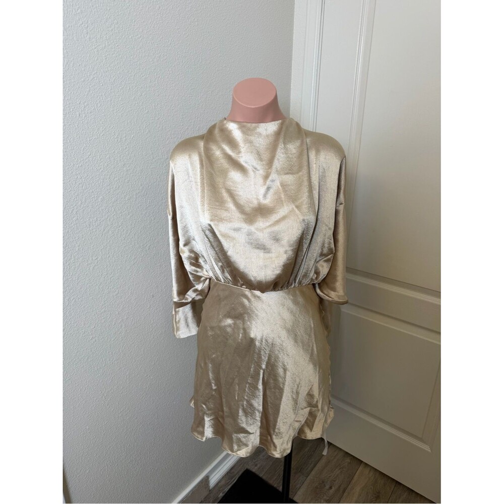 ASOS Shimmery Champagne Satin Mini Dress Sz 2
